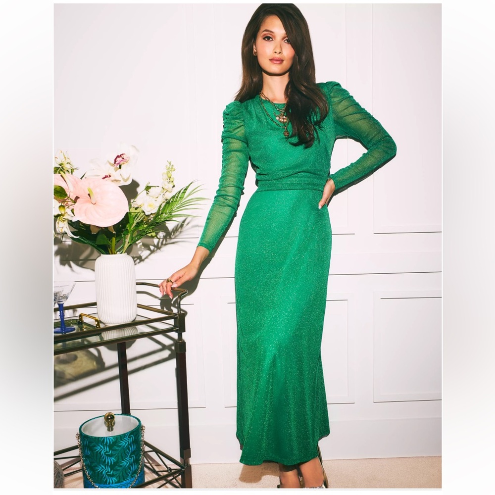 Preslie Long Sleeve Mesh Midi Dress